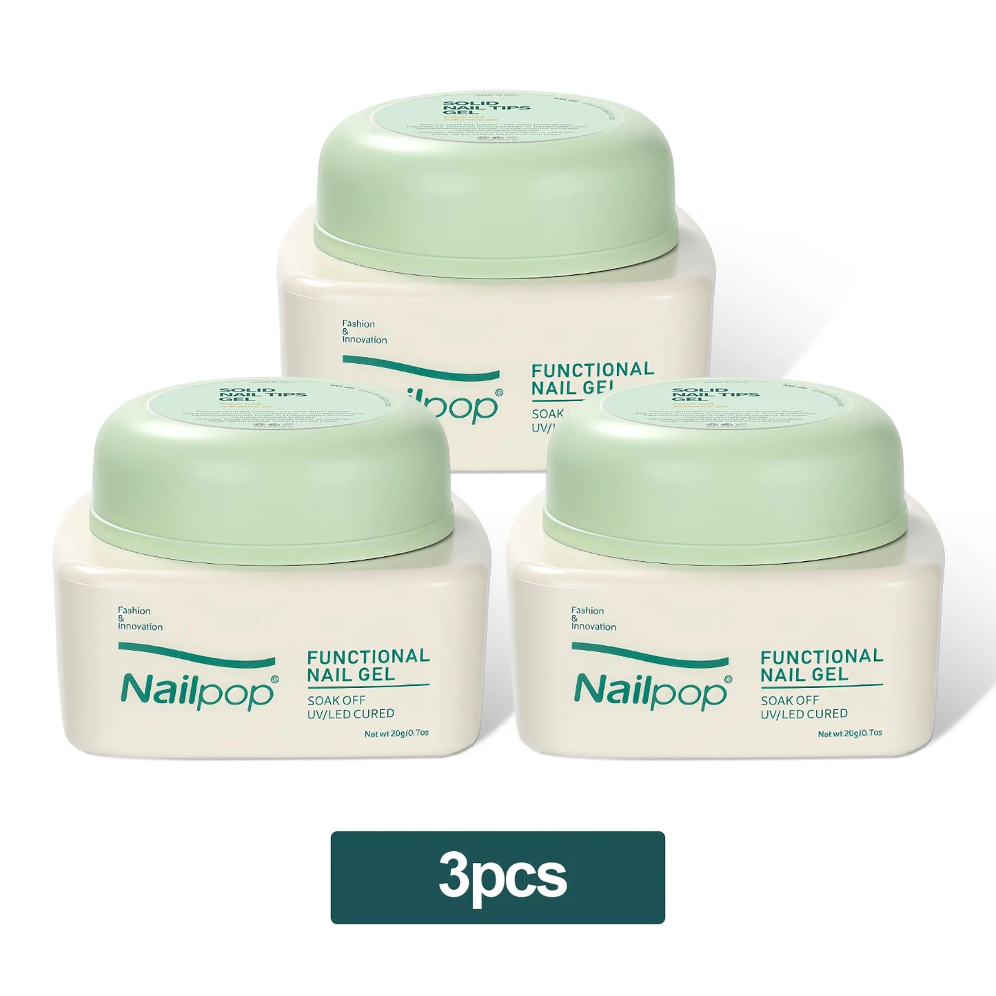 Nailpop Solid Nail Gel Glue for Press On Nails Strong Adhesive Clear Gel Tip Adhesive UV Gel Long-Lasting No Damage 20g (1/3pcs)