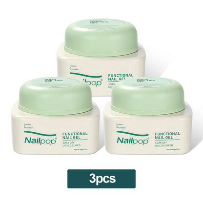 Nailpop Solid Nail Gel Glue for Press On Nails Strong Adhesive Clear Gel Tip Adhesive UV Gel Long-Lasting No Damage 20g (1/3pcs)