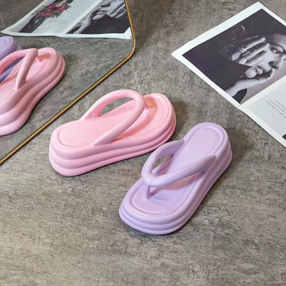 Thick Bottom Flip-flops Summer Fashion Women Slippers Soft Bottom Increase Anti-slip Anti-odor Beach Slippers Zapatos De Mujer