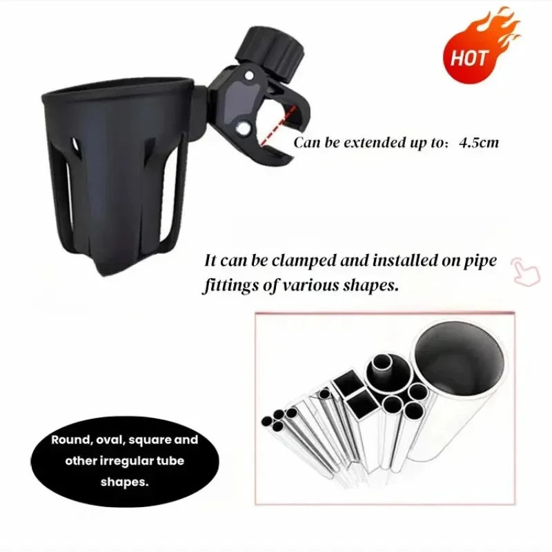 Cup Holder For Bugaboo / Yoyo Strollers (Ant/Bee5/Bee3/Bee6/Fox...) Hook up Fits Bikes,Motorcycles