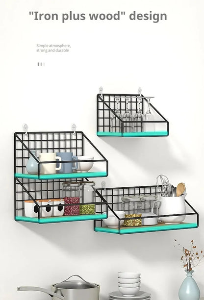 Creative Wall Mounted Shelves, Bedroom Iron Wall Hanging Storage Racks, Storage Baskets, Hanging Shelf, Home Organization