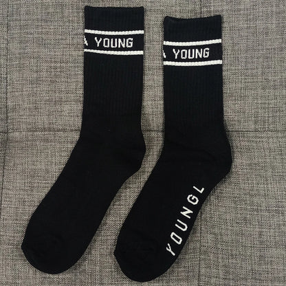 Young Sports Socks Gym Hombre Long Socks 4-Pairs High Top Socks Unisex Fitness Workout Sock Soft Comfort Breathable Street Style