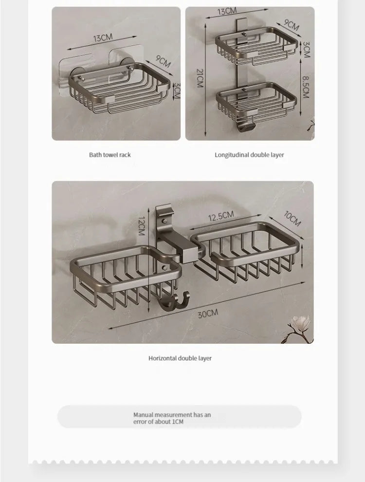 Aluminum Bathroom Drain Soap Storage Holder Soap Dish Storage Rack Bathroom Accessories