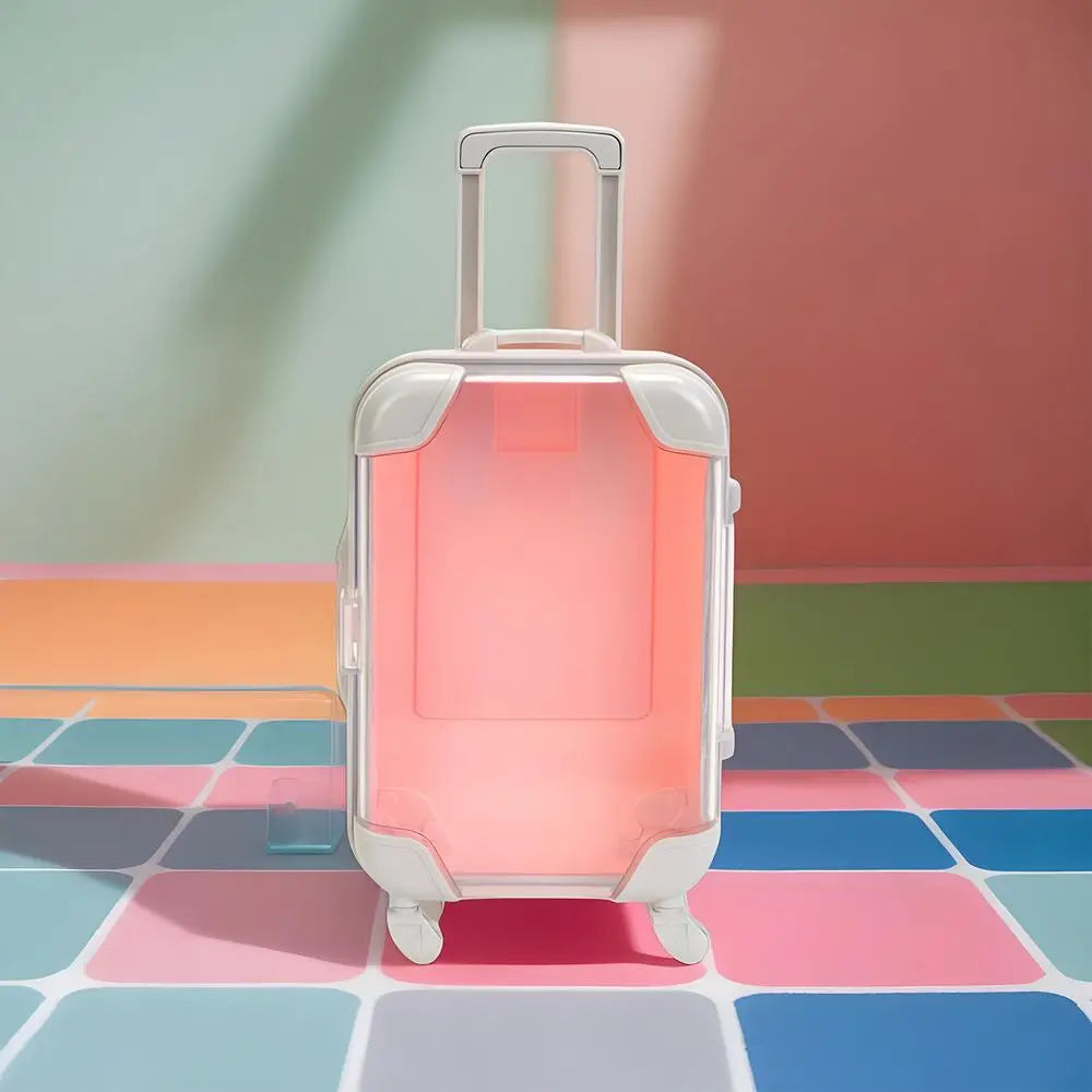 Small travel Suitcase With Wheels Doll Accessories Simulation Pretend Play Toys Portable Storage Containers For Jewelry Candy