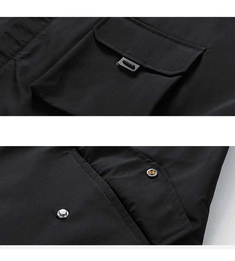 Large Size Jacket Men's Spring Autumn Multi-pocket Loose Workwear Jacket Hooded Youth Trendy Tops Mens Clothes 8XL 9XL