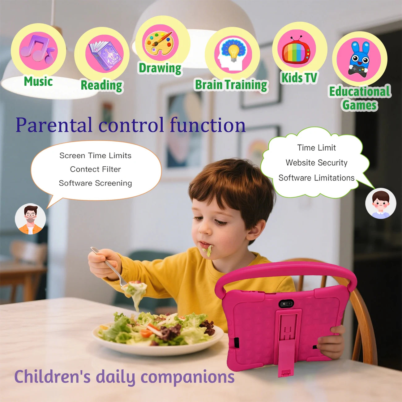 7-inch children's learning tablet parental control WIFI  dual cameras  high-definition screen anti drop  no Adapter