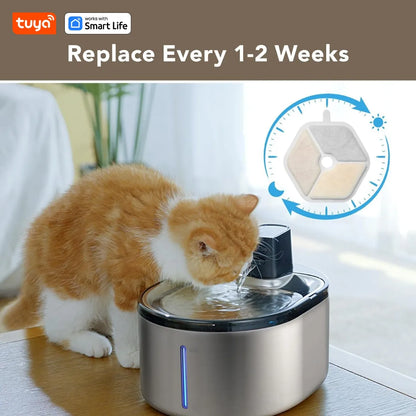 TuyaSmart Cat Fountain Battery Operated,Cat Water FountainSUS304Radar Sensing withMotion Sensor,Ultra Quiet PumpMulti-Filtration