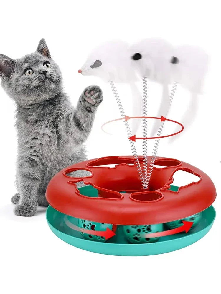 Cat Toys for Indoor Cats,Interactive Kitten Toys Roller Tracks with Catnip Spring Pet Toy with Exercise Balls