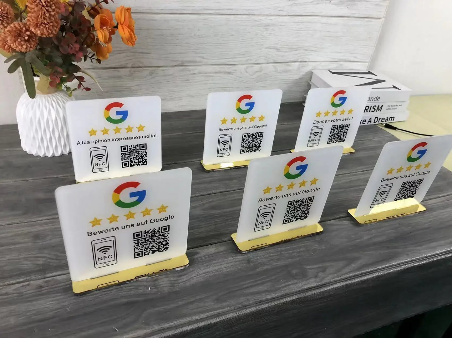 Review Us on Google Custom Google Review Sign With NFC Beauty Salon Business Decor Acrylic Google Review QR Code Sign