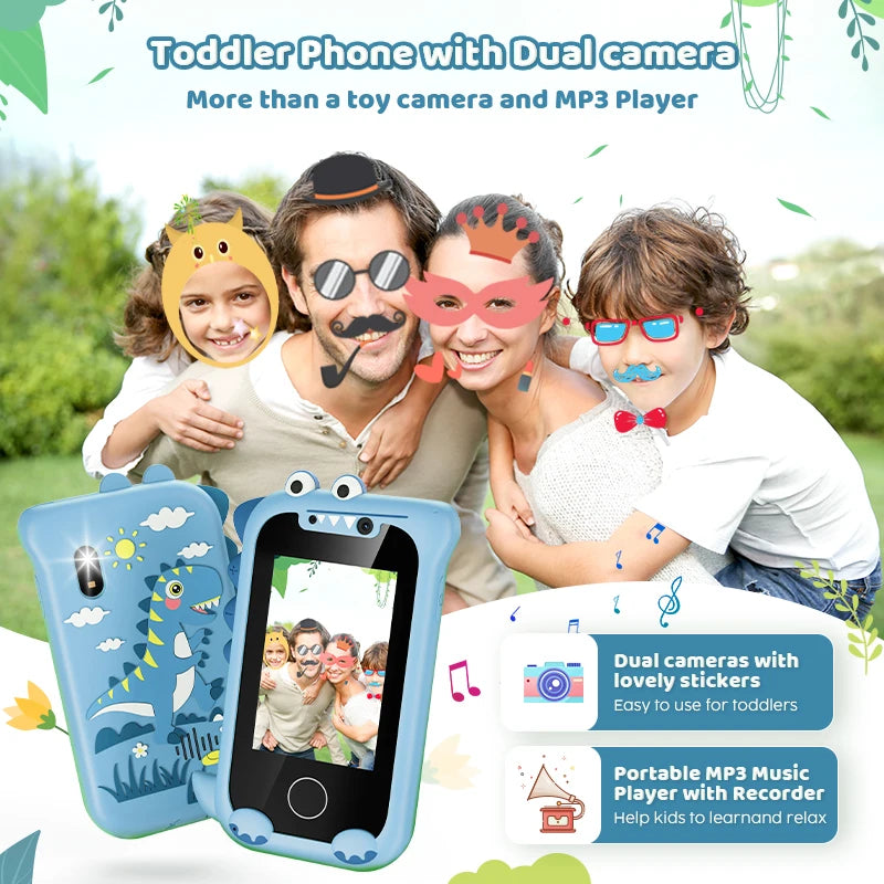 Kids Phone Gifts Toys for 3-12 Year Olds Toy Phone with Dual Camera MP3 Music Player Game Touchscreen Learning Toy Birthday Gift
