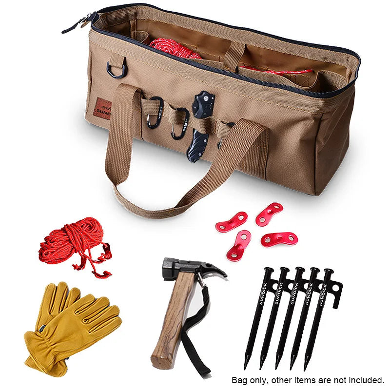 Camping Gear Bag Camping Tool Bag Large Capacity Wide Mouth Storage Tool Bag Water Resistant Gear Bag Sturdy Bottom Tool Bag