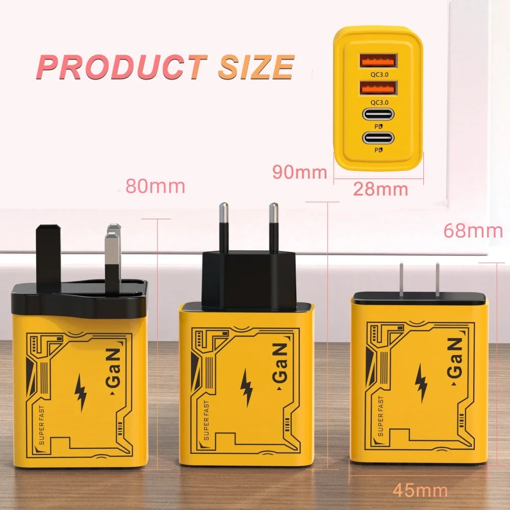 Total 120W GaN Charger For Xiaomi Fast Charging Type C QC3.0 Adapter iphone Samsung Huawei Xiaomi OPPO Realme Phone Charger