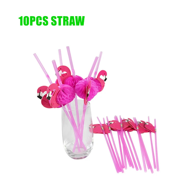 Hawaii Party Decorations Disposable Tableware Hawaii Summer Tropical Party Supplies Flamingo Aloha Birthday Party Decoration