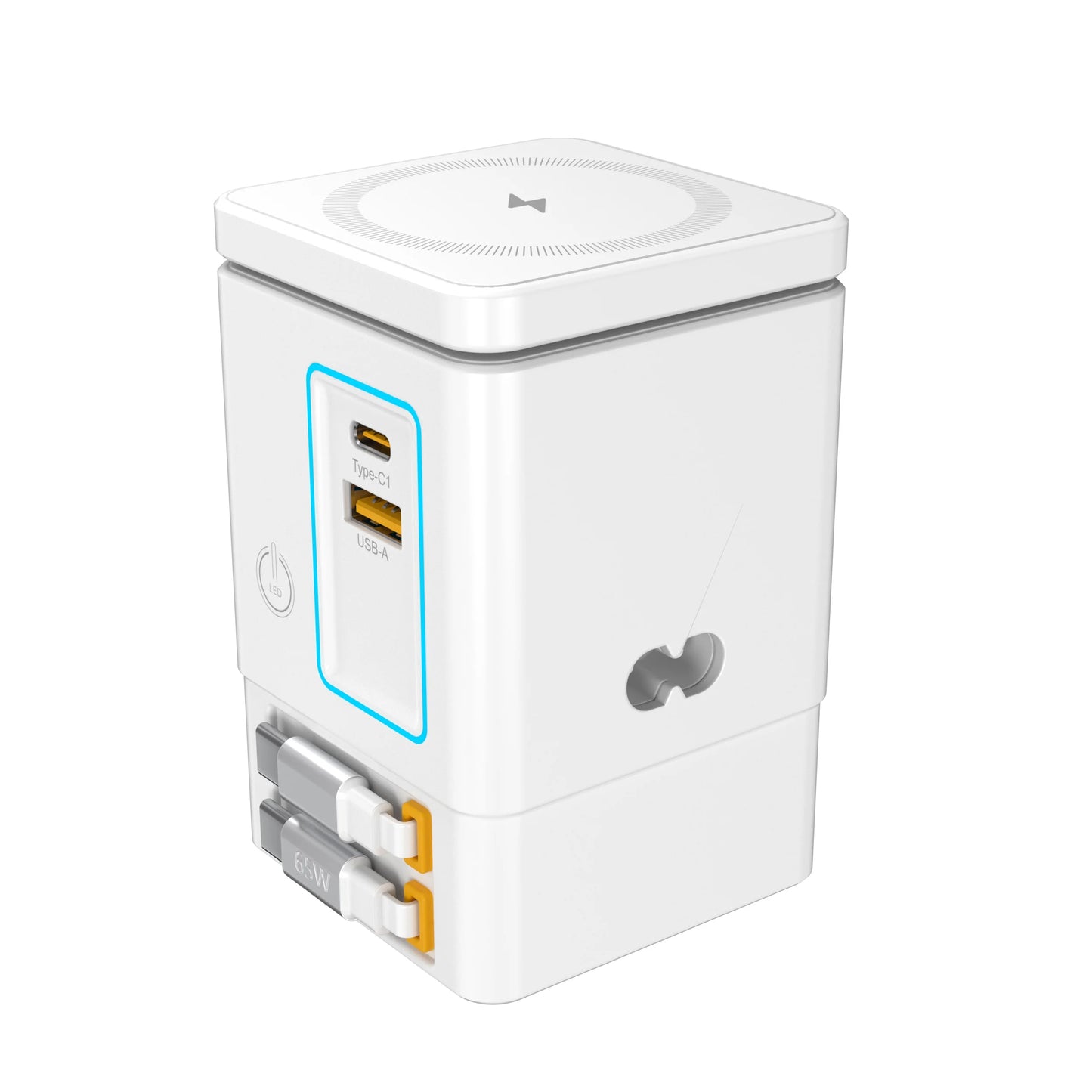 6-in-1 105W Charging Station with Retractable USB-C Cable Power Combo Tower for Multiple Devices Fast Charger for iPhone, Airpod