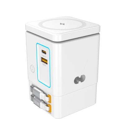 6-in-1 105W Charging Station with Retractable USB-C Cable Power Combo Tower for Multiple Devices Fast Charger for iPhone, Airpod