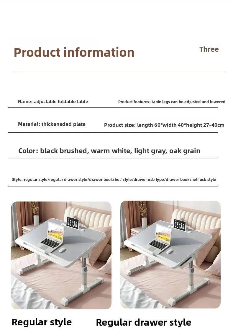 Bed Dormitory Student Writing Bed Desk Laptop Office Small Table Board Foldable Lift