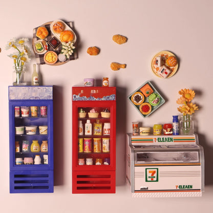 3d Fridge Magnets Miniature Fridge Shelfs Freezer Magnetic Refrigerator Sticker With Food Toys Home Decore Dollhouse Models
