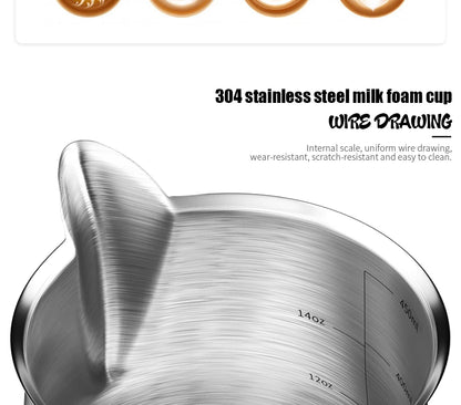 Milk Frothing Pitcher Jug 350/500ML Stainless Steel Coffee Milk Frothing Jug for Espresso Latte Art Barista Steam Milk Jug