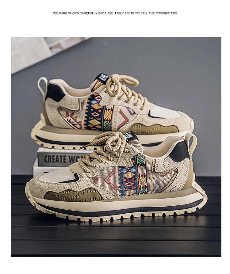 2025 Trend Print Mens Fashion Shoes Design Chunky Men Casual Sneaker Breathable Platform Sneakers Male Running Jogging Shoes