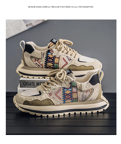 2025 Trend Print Mens Fashion Shoes Design Chunky Men Casual Sneaker Breathable Platform Sneakers Male Running Jogging Shoes