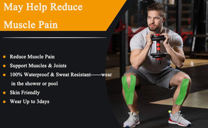 4 Rolls Kinesiology Tape Pro Athletic Sports Tape 80 Precut Strips Sports Waterproof Breathable Latex Free Elastic Sports Tape