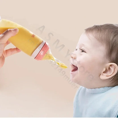 BBET Squeezing Feeding Bottle Silicone Newborn Baby Training Rice Spoon Infant Cerea Food Supplement Feeder Safe Tableware