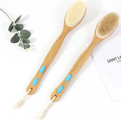 Double-sided Shower Bath Body Brush Skin Care Long Handle Soft Bristles Shower Brush Dry Skin Exfoliating Cleaning Tool