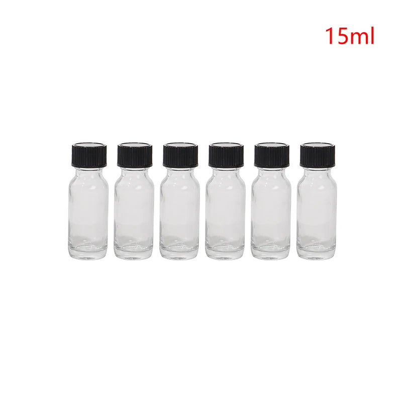 6 Pcs Small Clear Glass Bottles With Lids Glass Containers Round Bottles For Juice, Oils, Ginger Shots, Whiskey, Liquids