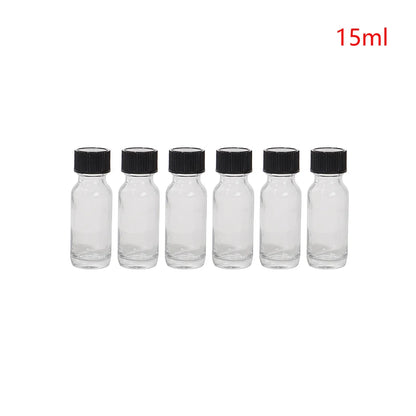 6 Pcs Small Clear Glass Bottles With Lids Glass Containers Round Bottles For Juice, Oils, Ginger Shots, Whiskey, Liquids