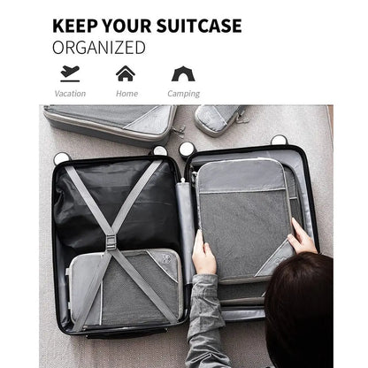 Portable Compression Packing Cubes Compressible Large Capacity Luggage Storage Bags Set Expandable Mesh