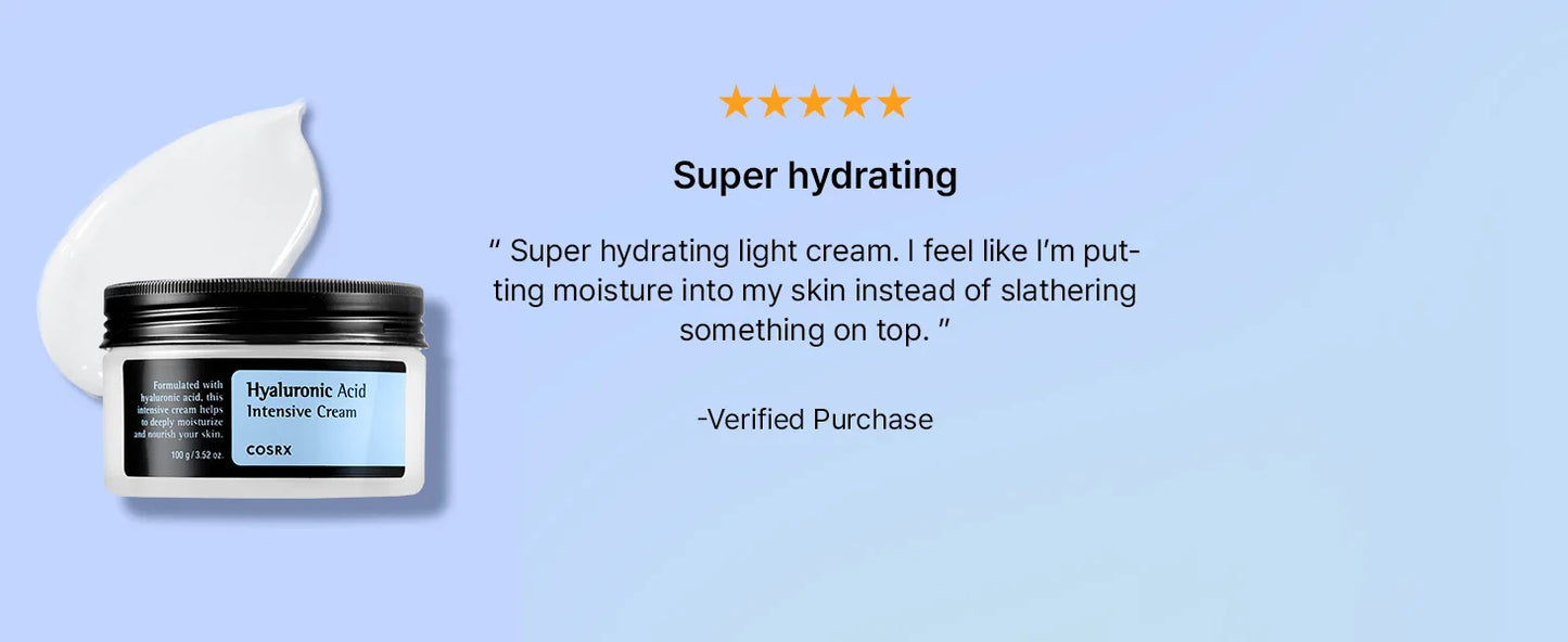 COSRX Hyaluronic Acid Moisturizing Cream, Long-lasting Hydration, Rich Moisturizer for Sensitive Skin 3.52 oz / 100g