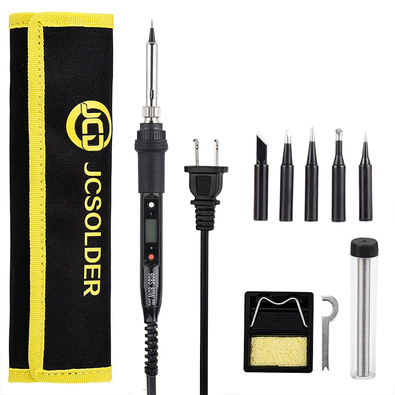JCD 80W Electric Soldering Iron Adjustable Temperature Replaceable Soldering Iron Head Soldering Iron Pen Welding Kit 908S