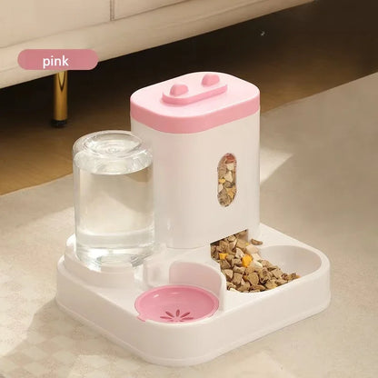 Automatic Pet Feeder and Water Dispenser 2in1 Raised Food Bowl with Water Fountain for Cat Dog Large Capacity Pet Accessories
