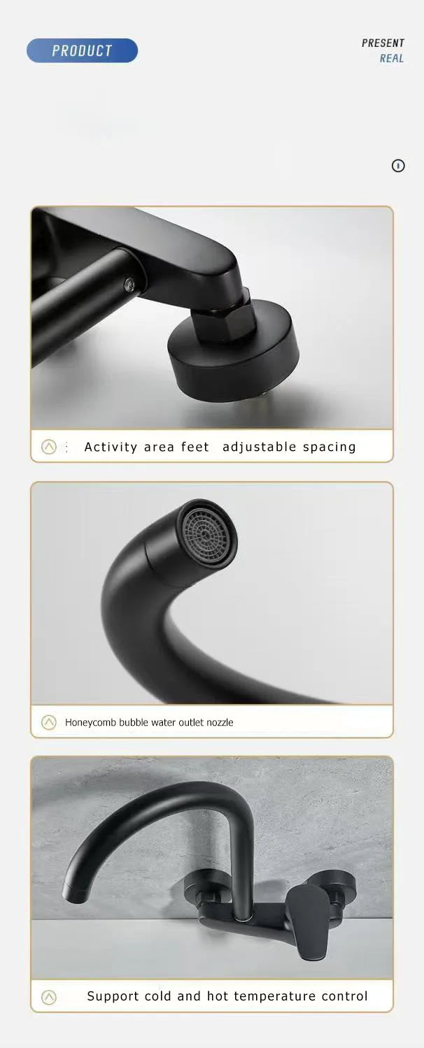 Dish sink faucet wall mounted double hole household sink sink sink sink sink wall outlet hot and cold water universal faucet