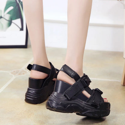 Platform Sandals Women 12cm 2025 High Heels Sexy Open-toed Sandals Wedge Increased Shoes Ladies Beach Summer Sandalia Casual