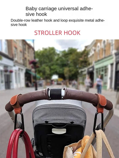 Stroller Hooks Baby Diaper Bag Hook Stroller Organize PU Leather Adjustable Pram Multi-function Hook Strong Bearing High Quality