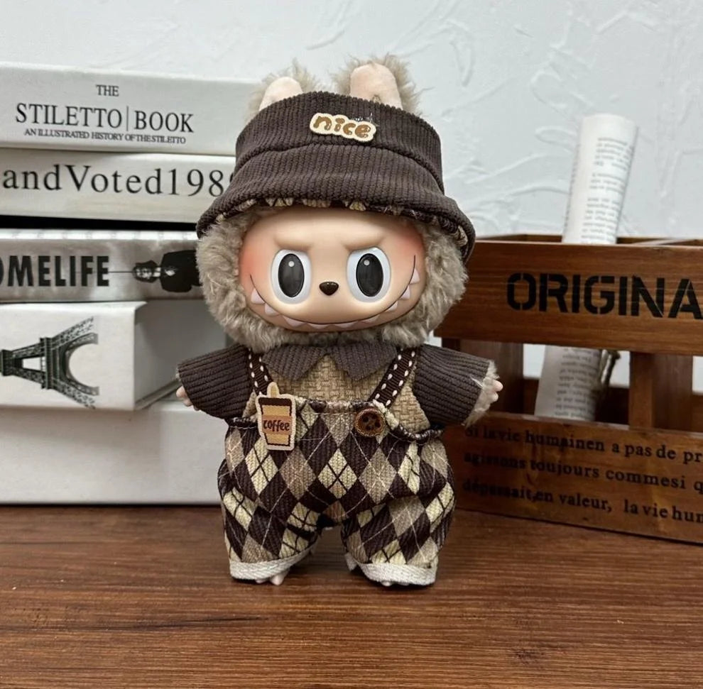 Cute Labubu Doll Costume 17 Cm Labubu Clothes Rubber-Coated Figurines Overalls Baby Dresses Summer Labubu Outfits Holiday Gift