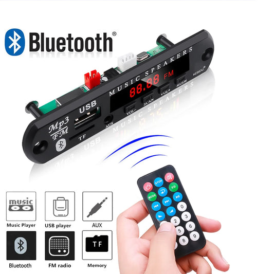 1-5PCS 9V 12V MP3 WMA Decoder Board USB AUX TF FM Radio Bluetooth 5.0 Wireless Lossless Music Player Module with Remote Control