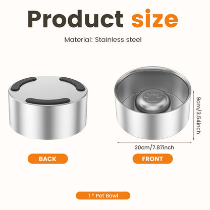 Stainless Steel Dog Slow Eating Bowl 60oz High-Capacity Practical Nonslip Pet Slow Food Bowl Easy To Clean for Home Pet