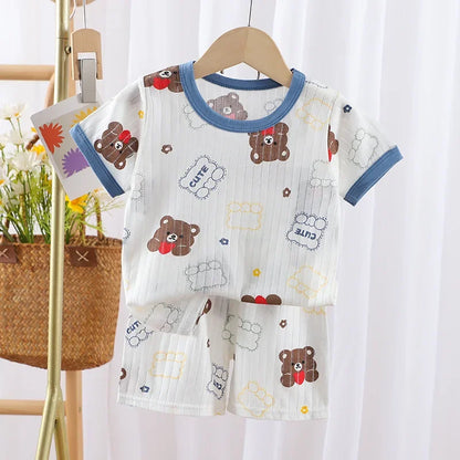 T-shirts Baby Clothes New Summer Children's Clothing  Children's Short Sleeved Shorts Suit Boys Girls Cotton