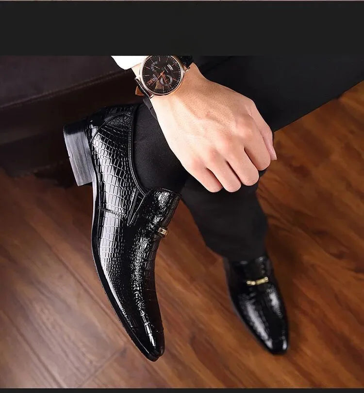 Men leather shoes new style luxury crocodile pattern men business formal shoes casual social shoes men wedding shoes