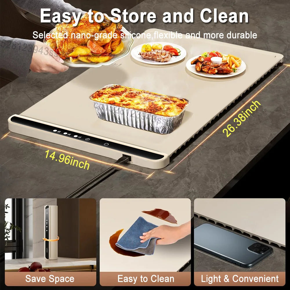 Electric Warming Tray Food Warmer Foldable Food Warming Mat Electric Warming Pad for Food Portable Silicone Food Warmer Plate