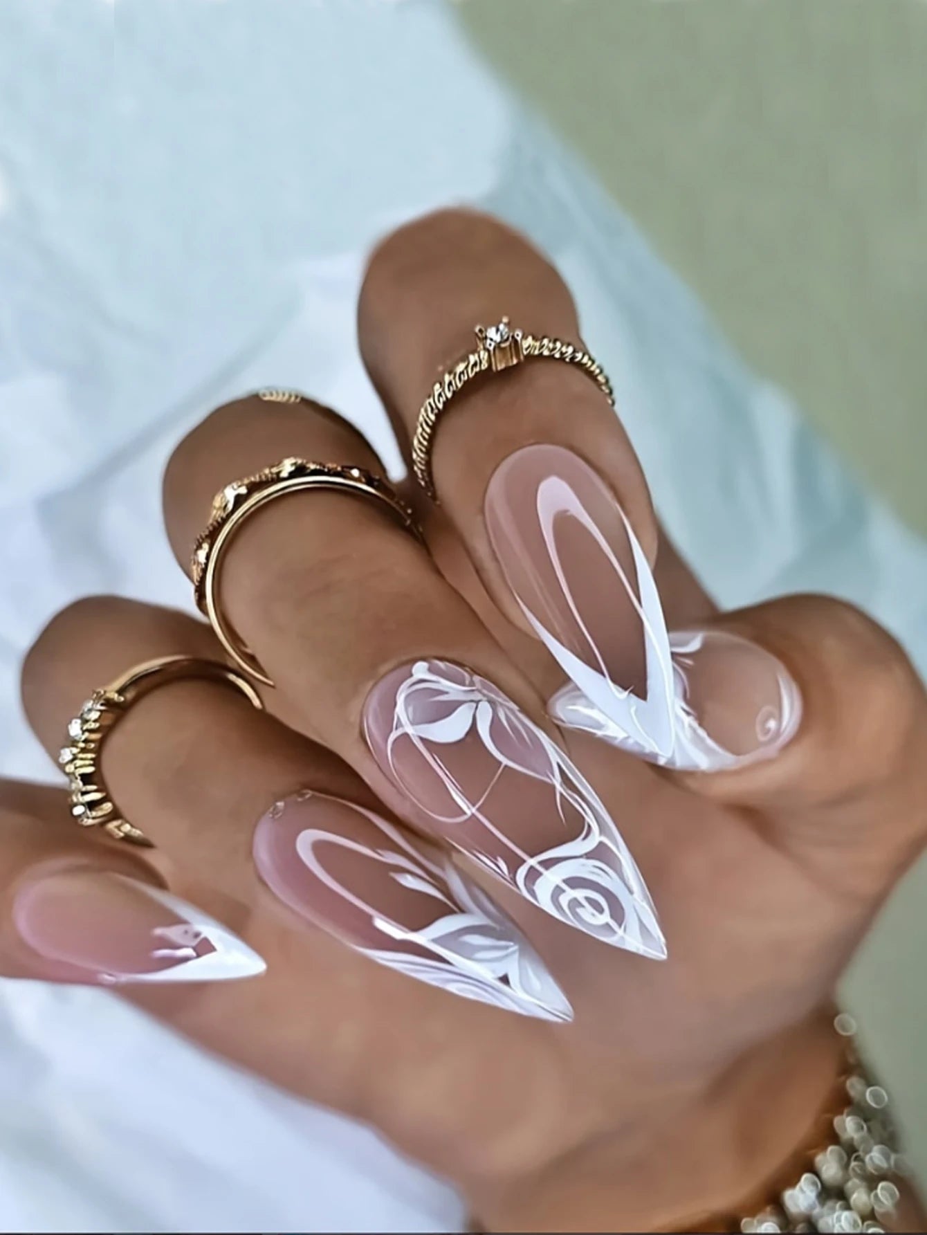 ARTAUG 24PCS Medium Stiletto Pink Press On Nails Full Cover Fake Nail Set Press On Nails Love Design handmade Press On Nails