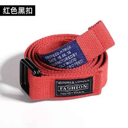 Double-loop belt men and women belt INS double-loop tide double-loop canvas Korean version of young students casual outdoo