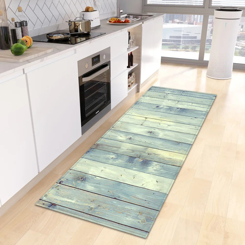 VIKAMA Retro Creative Wooden Long Floor Mats Modern Chinese Kitchen Carpet Bathroom Floor Mats Hallway Floor Mats Home Decor