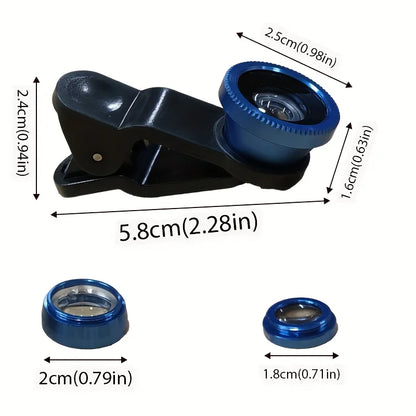 3-In-1 Phone Camera Lens Kit, Compatible With Most Phones, with wide-AngleMacro And Fisheye Lenses.