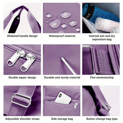 5 Ways to Carry Travel Bags, Expandable Sports Tote Fitness Bags, Travel Luggage Totes, Weekend Overnight Bags with Wet Pockets