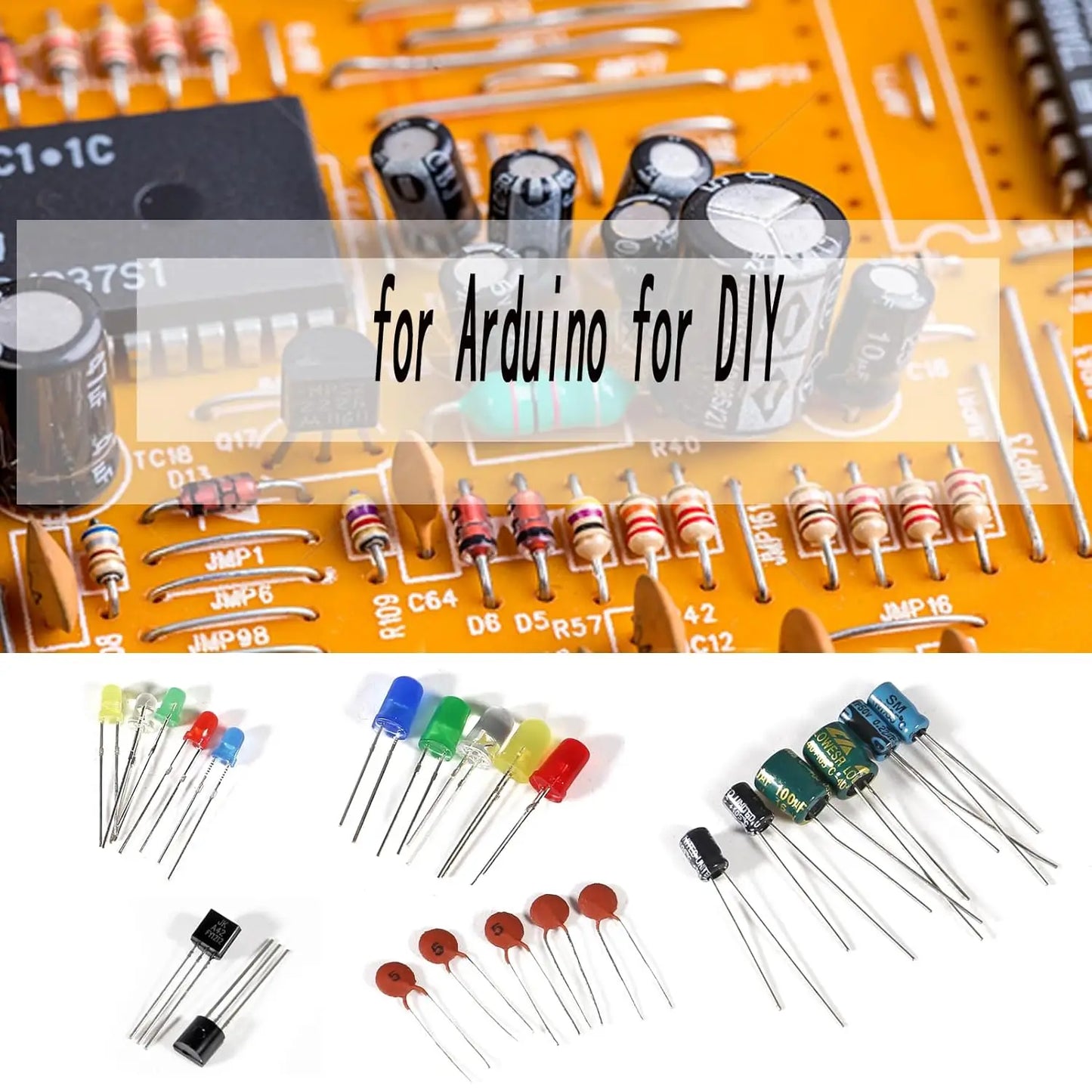 1200PCS Basic Electronics Component Assortment Kit Basic Electronics Component Kit,Ceramic Capacitor,Aluminum Electrolytic