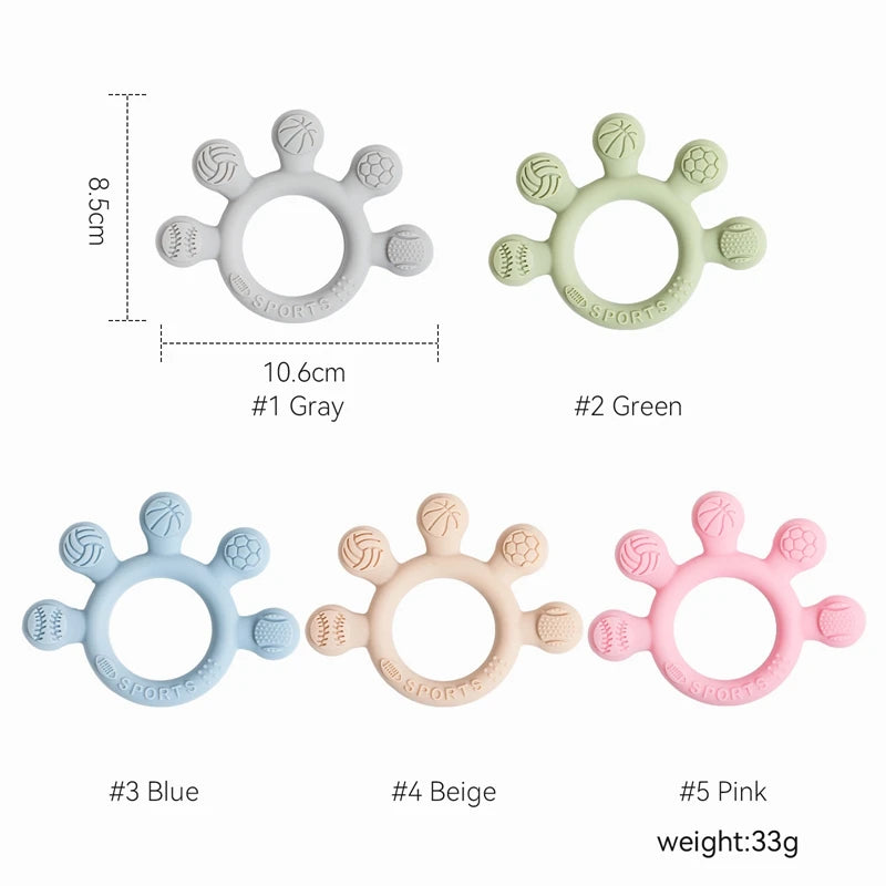 Silicone Baby Teether Toys 0-12Month Food Grade Toddlers Anxiety Teething Ring Sensory Toys Silicone Animal Soothing Accessories