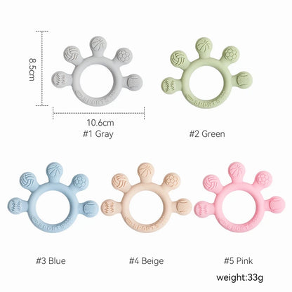 Silicone Baby Teether Toys 0-12Month Food Grade Toddlers Anxiety Teething Ring Sensory Toys Silicone Animal Soothing Accessories